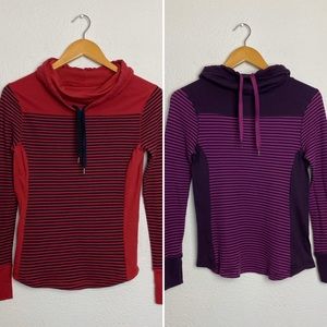 TWO Eddie Bauer Cowl Neck Striped Athletic Hoodies